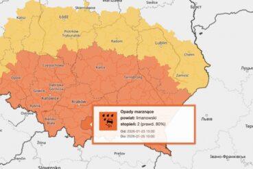 Ostrzeżenie meteorologiczne – opady marznące (2. stopień). Gmina Mszana Dolna