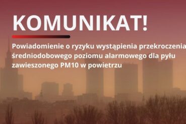 Powiadomienie o przekroczeniu średniodobowego poziomu informowania dla pyłu zawieszonego PM10 w powietrzu. Gmina Sekowa