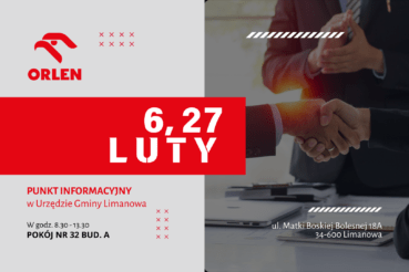 Najbliższy dyżur doradcy myORLEN w Urzędzie Gminy Limanowa już w piątek 27 lutego. Gmina Limanowa