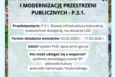 Nabór na Rozwój infrastruktury poprzez adaptację i modernizację przestrzeni publicznych – P.3.1.. Gmina Drwina