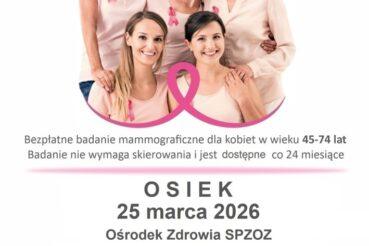 Darmowe badanie mammograficzne. Osiek
