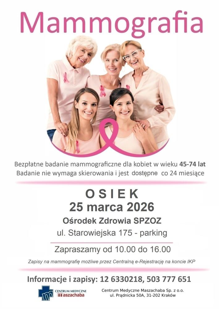 Darmowe badanie mammograficzne. Osiek