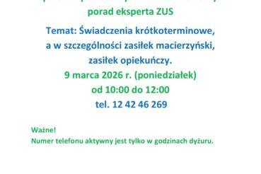 Dyżur telefoniczny ZUS na temat świadczeń krótkoterminowych. Gmina Kozłów